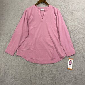 NEW REV Womens XXL Pink Long Sleeve Pullover Top 4-Way Stretch